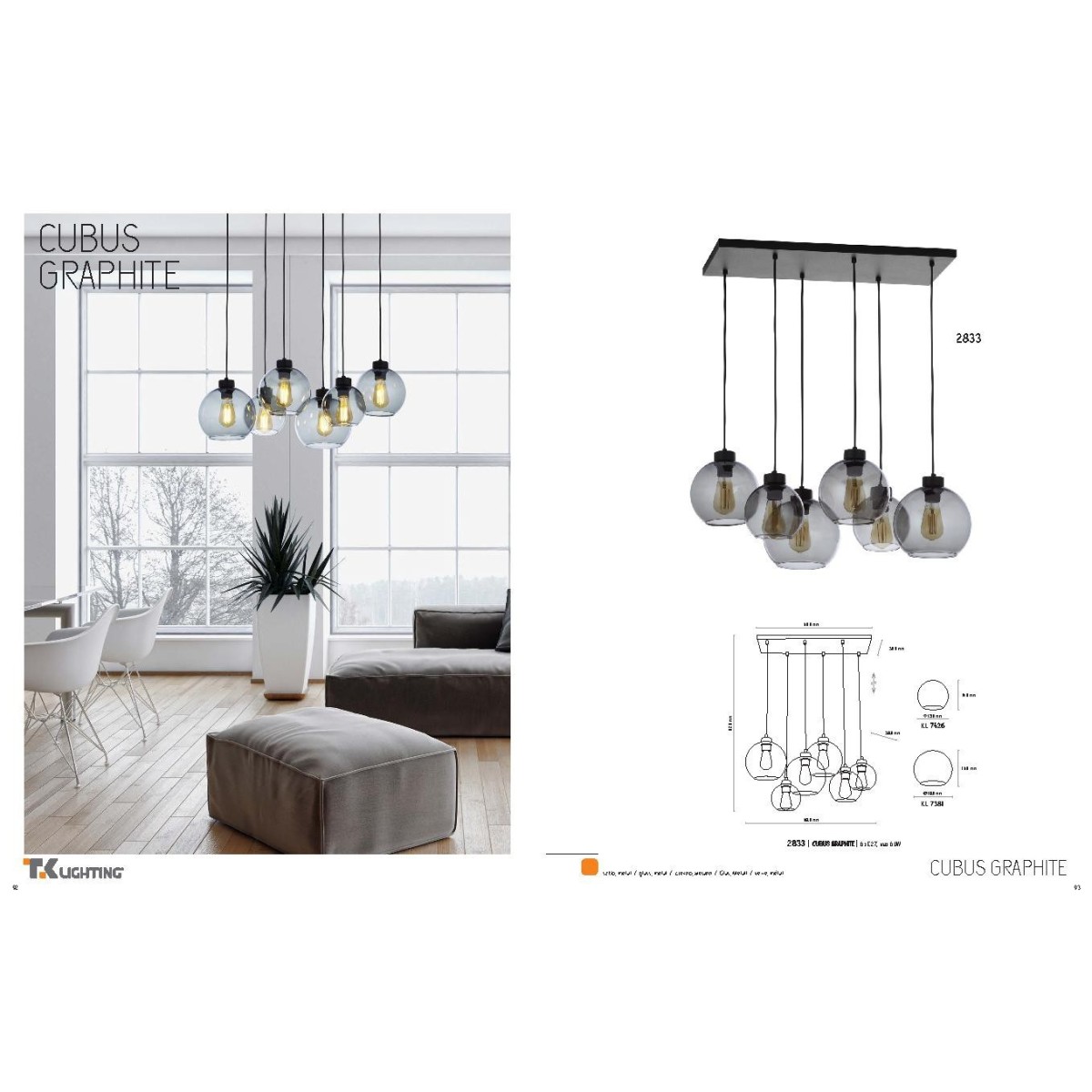 TK-Lighting CUBUS GRAPHITE 2833