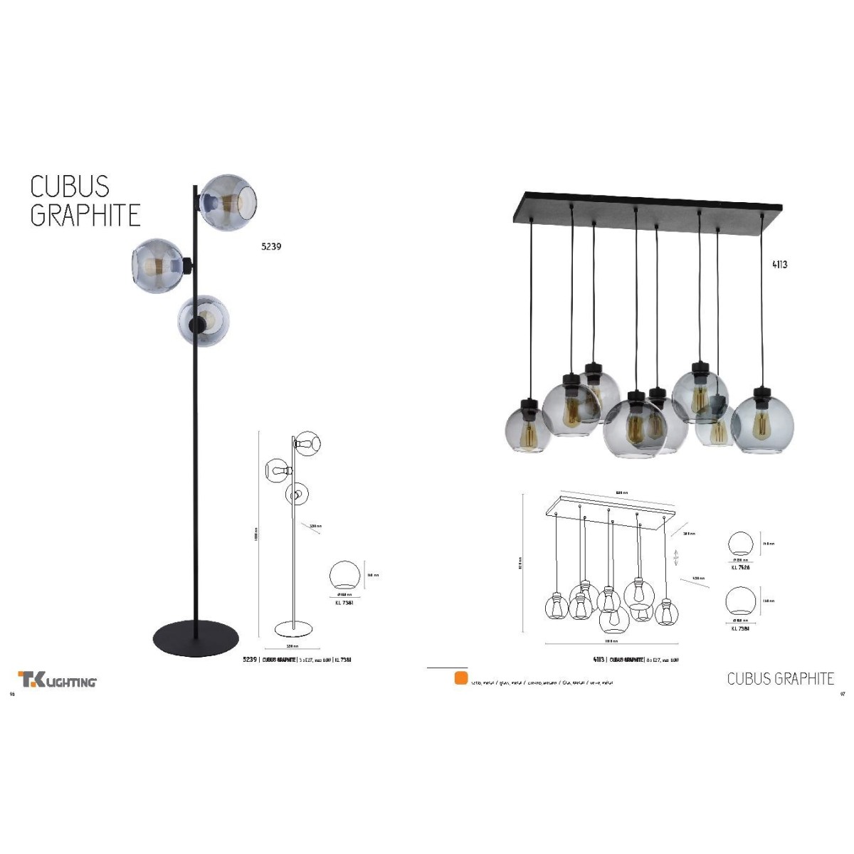 TK-Lighting CUBUS GRAPHITE 5239