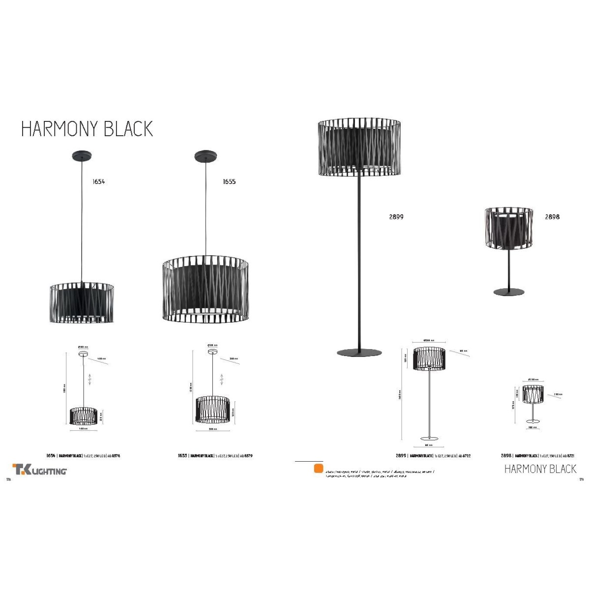 TK-Lighting HARMONY BLACK 2899