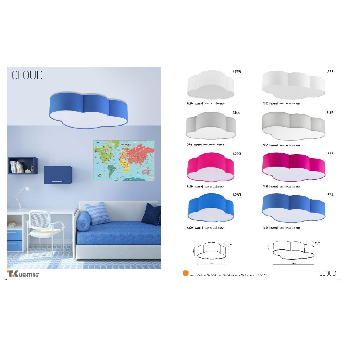 Lampa sufitowa TK-Lighting CLOUD TKL1533 kolor - biały styl Nowoczesny  Klasyczny