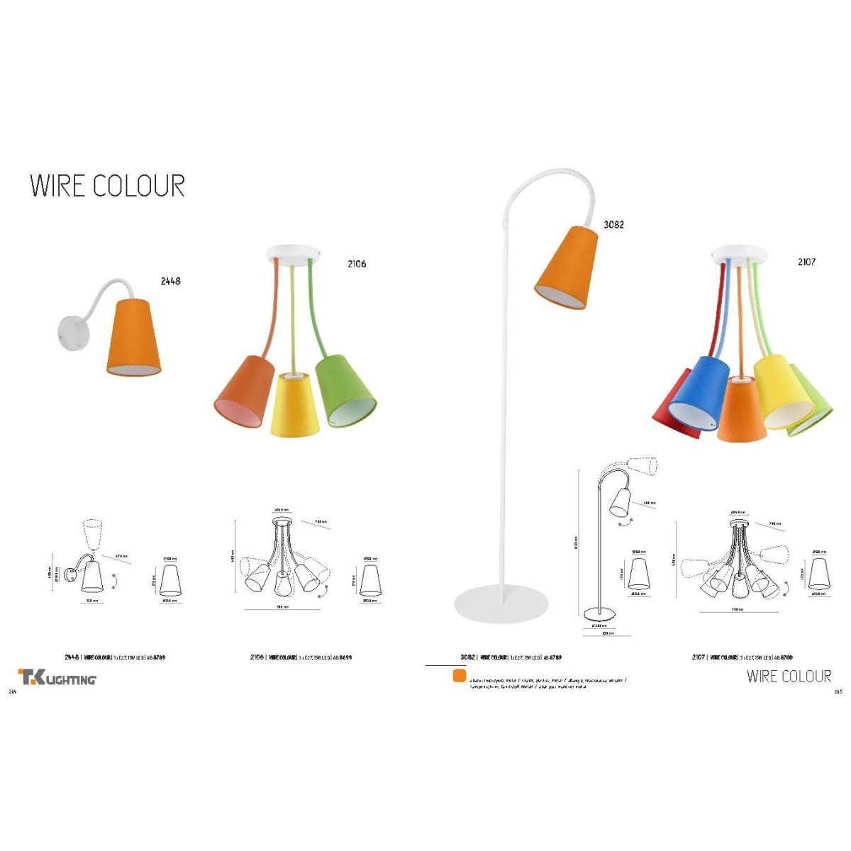Lampa sufitowa TK-Lighting WIRE TKL2107 kolor - multikolor styl Nowoczesny