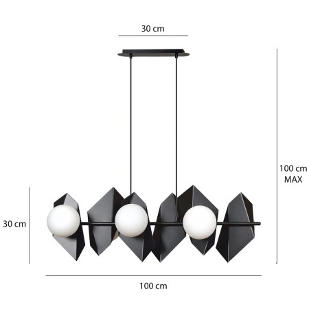 Designerskia, czarna lampa wisząca Emibig DRIFTON 6 BLACK  EM636/6