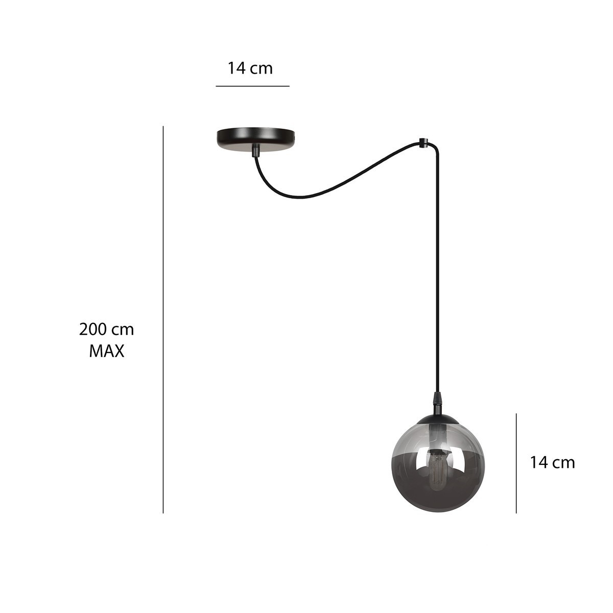 czarna lampa wisząca Emibig GIGI 1BLACK  EM937/1