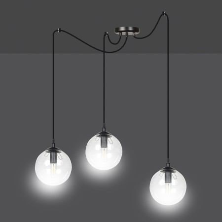 czarna wisząca lampa Emibig GIGI 3 BLACK TRANSPARENT EM936/3