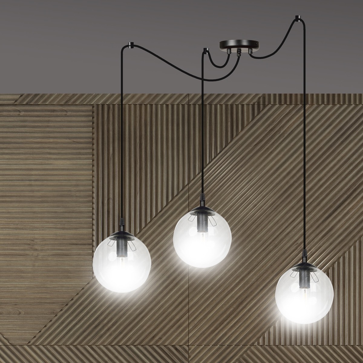 czarna wisząca lampa Emibig GIGI 3 BLACK TRANSPARENT EM936/3