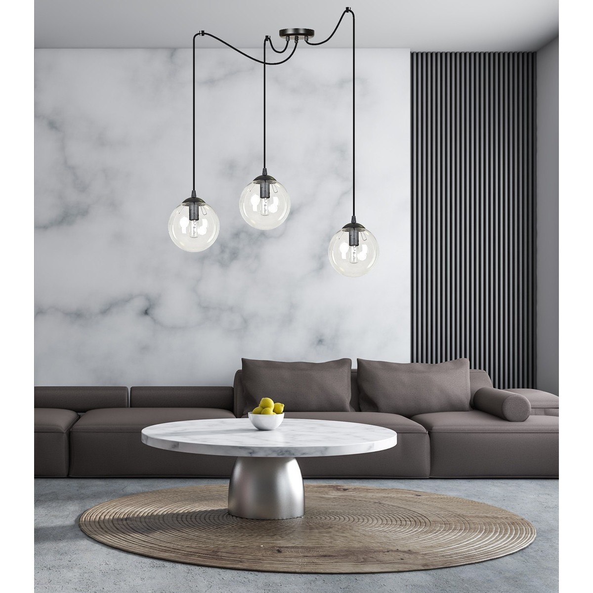 czarna wisząca lampa Emibig GIGI 3 BLACK TRANSPARENT EM936/3