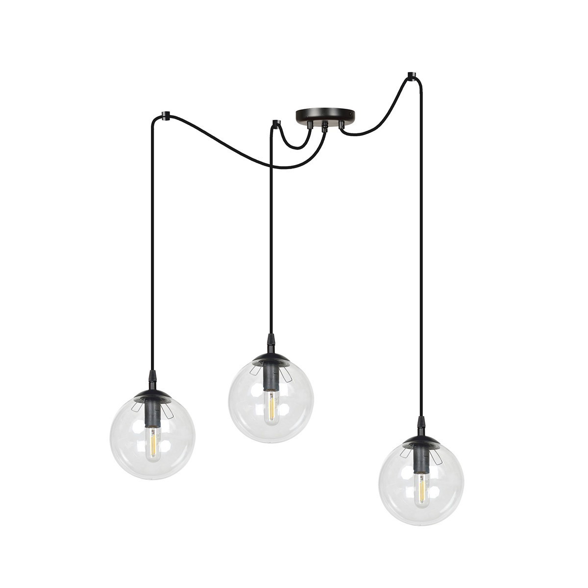 czarna wisząca lampa Emibig GIGI 3 BLACK TRANSPARENT EM936/3