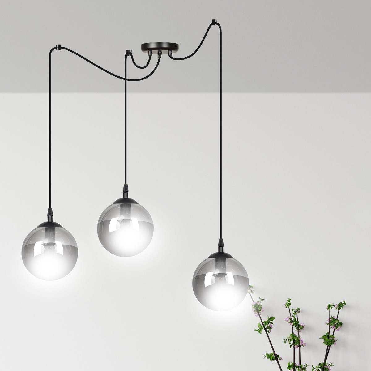 czarna lampa wisząca Emibig GIGI 3 BLACK  EM937/3