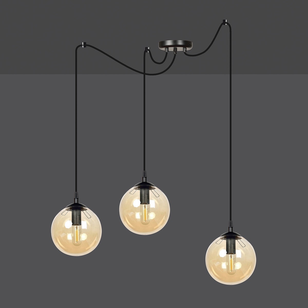 czarna lampa wisząca Emibig GIGI 3 BLACK EM938/3