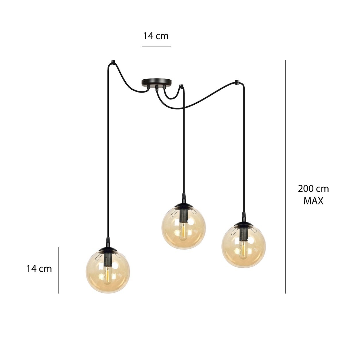 czarna lampa wisząca Emibig GIGI 3 BLACK EM938/3