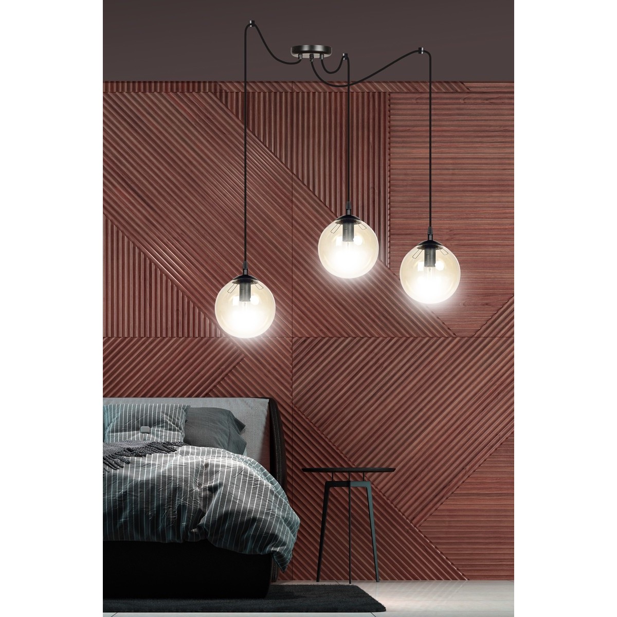 czarna lampa wisząca Emibig GIGI 3 BLACK EM938/3