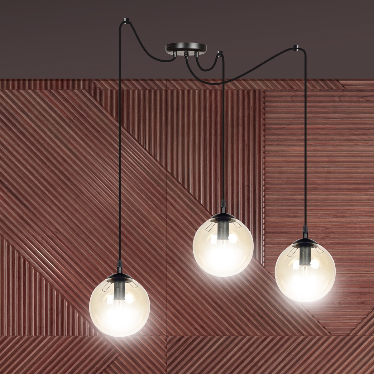 czarna lampa wisząca Emibig GIGI 3 BLACK EM938/3