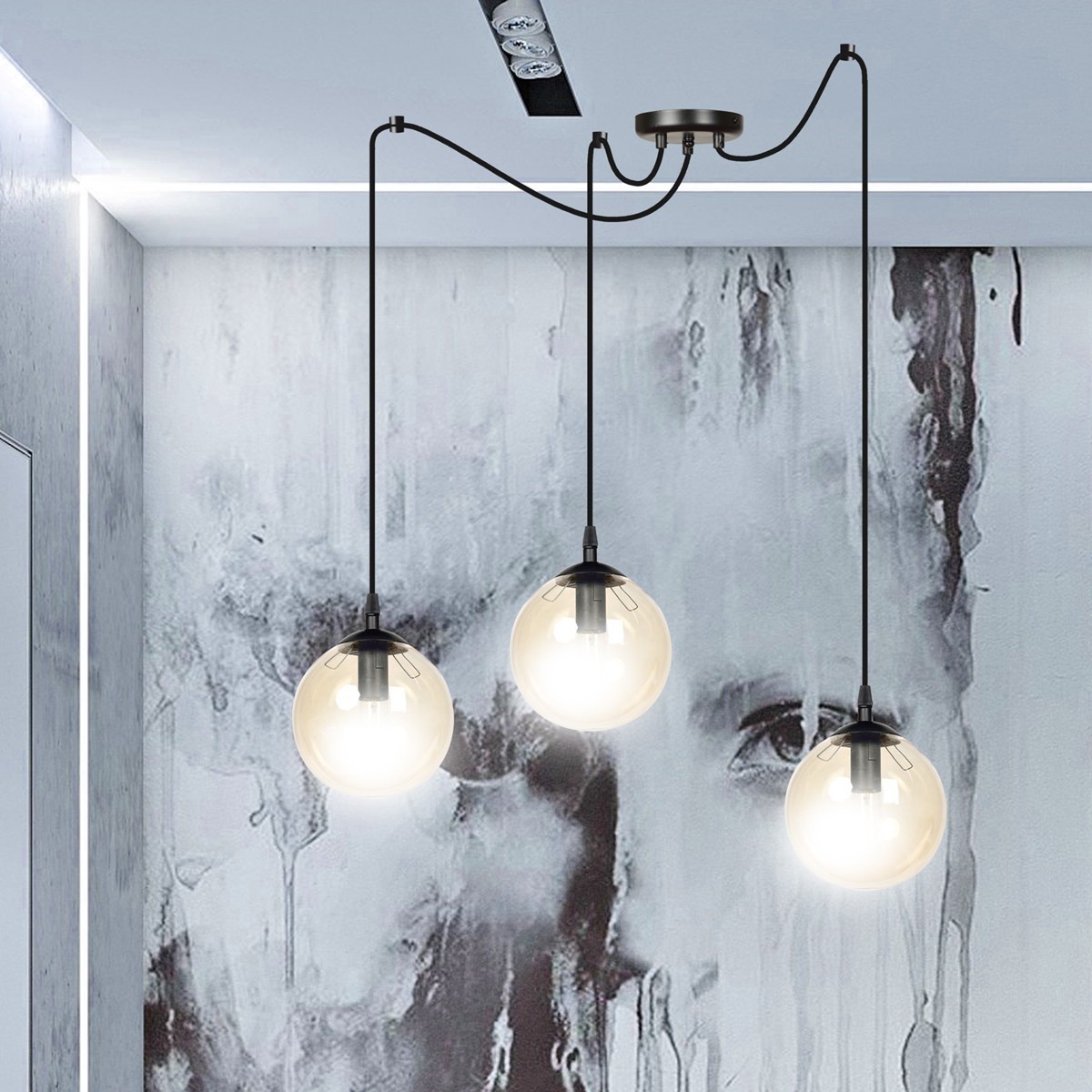 czarna lampa wisząca Emibig GIGI 3 BLACK EM938/3