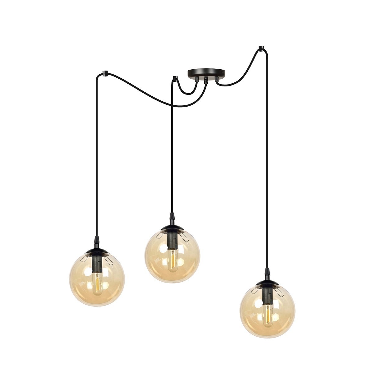 czarna lampa wisząca Emibig GIGI 3 BLACK EM938/3