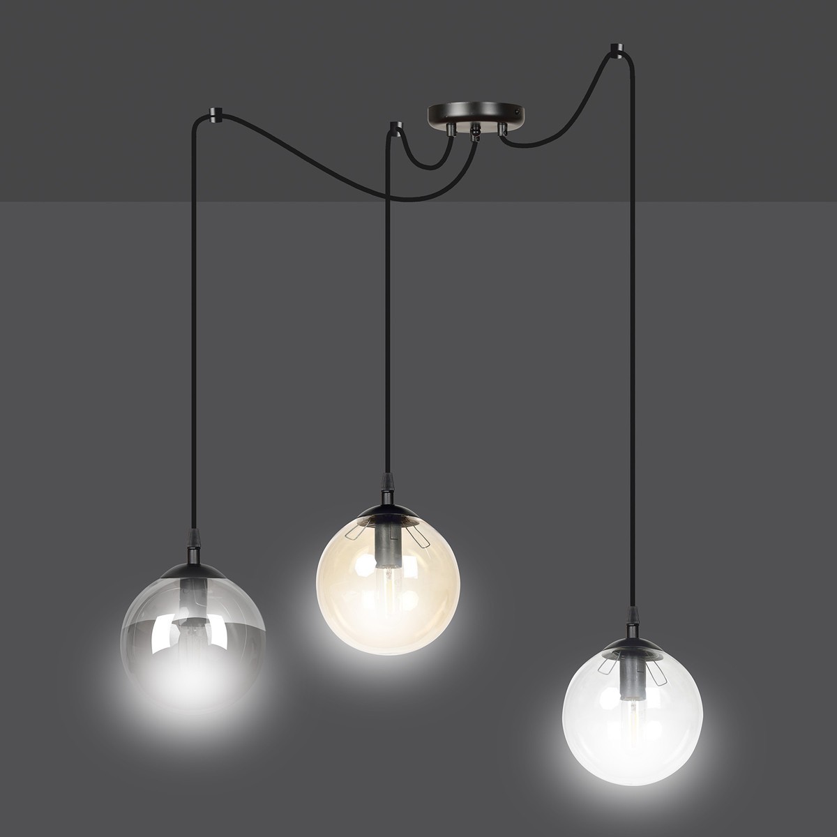 czarna lampa wisząca Emibig GIGI 3 BL/MIX EM939/3