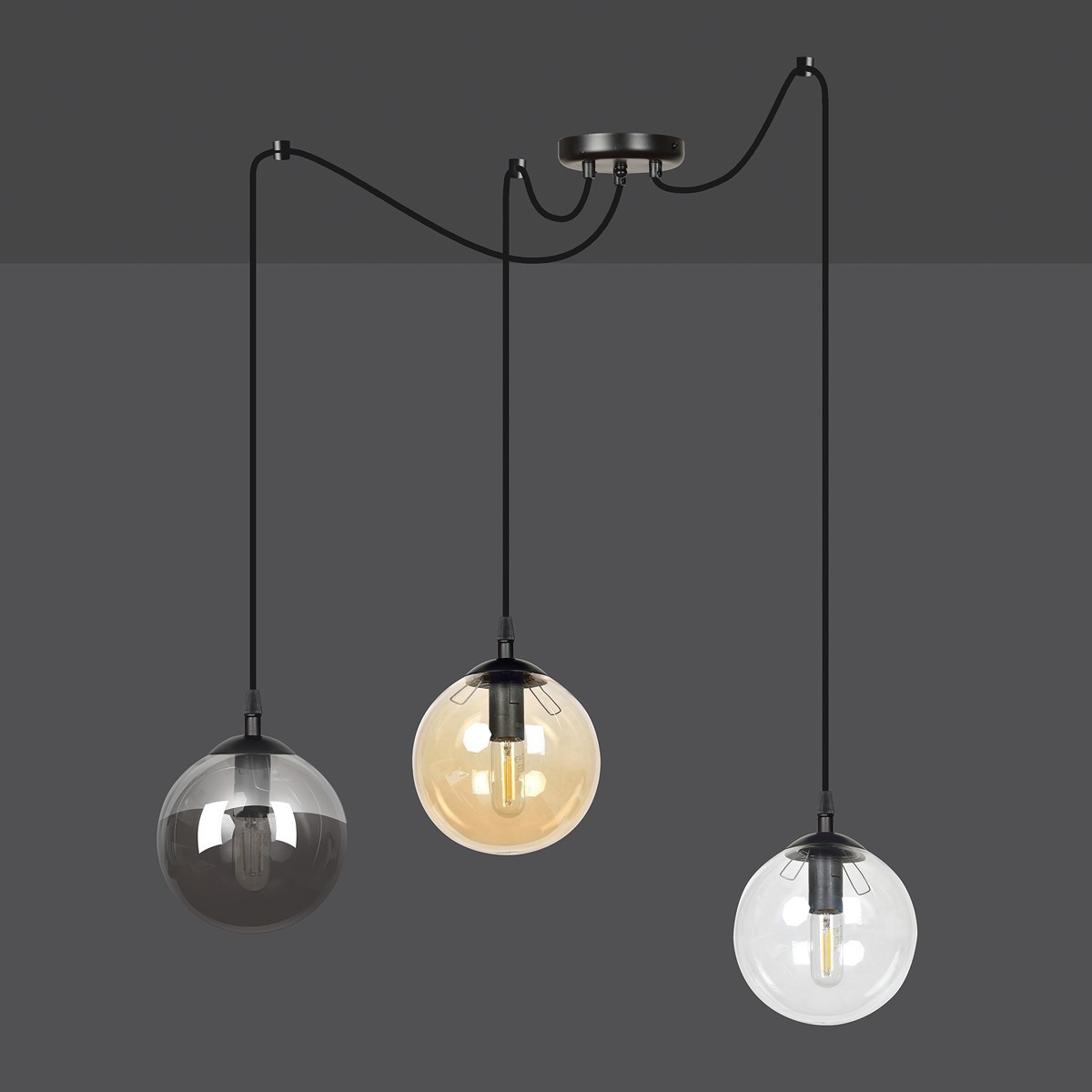 czarna lampa wisząca Emibig GIGI 3 BL/MIX EM939/3