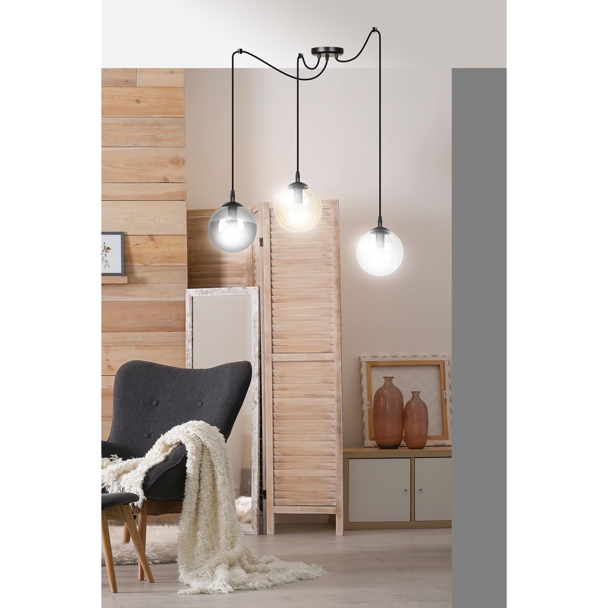 czarna lampa wisząca Emibig GIGI 3 BL/MIX EM939/3