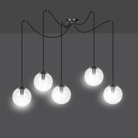 czarna lampa wisząca Emibig GIGI 5 BLACK TRANSPARENT EM936/5