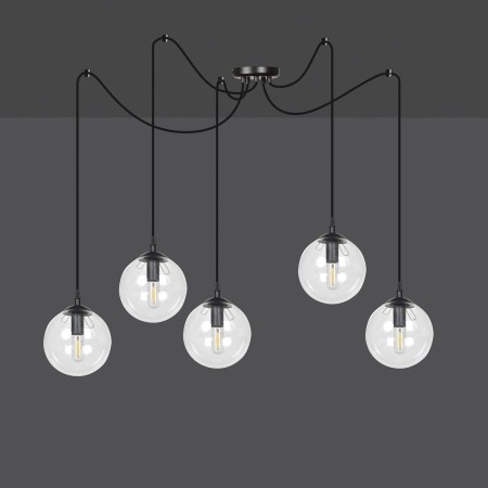 czarna lampa wisząca Emibig GIGI 5 BLACK TRANSPARENT EM936/5