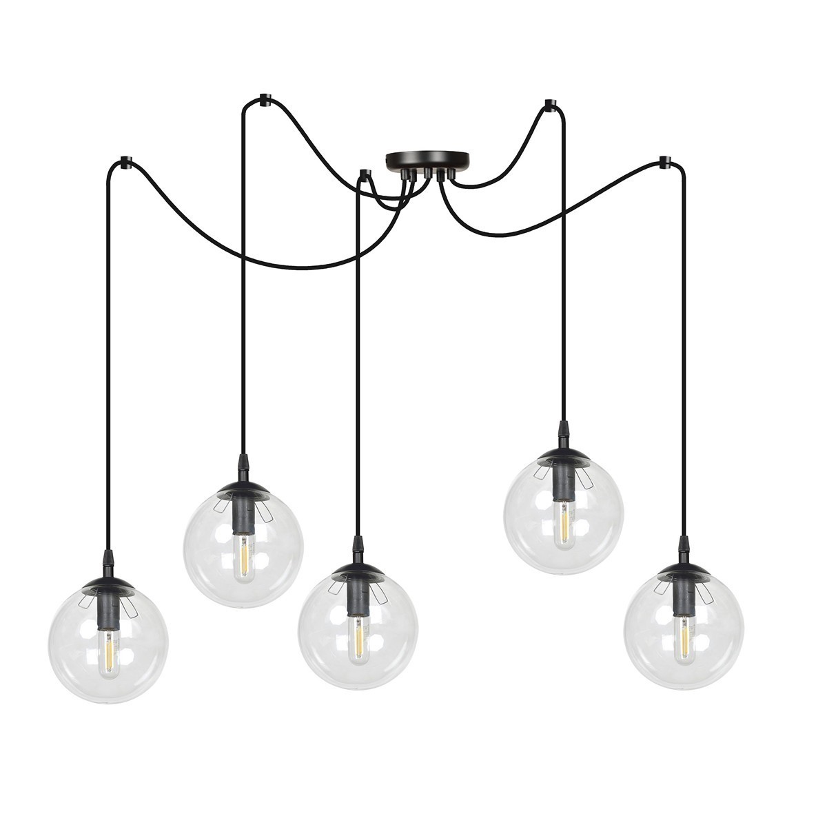 czarna lampa wisząca Emibig GIGI 5 BLACK TRANSPARENT EM936/5