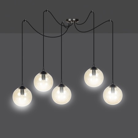 czarna lampa wisząca Emibig GIGI 5 BLACK EM938/5