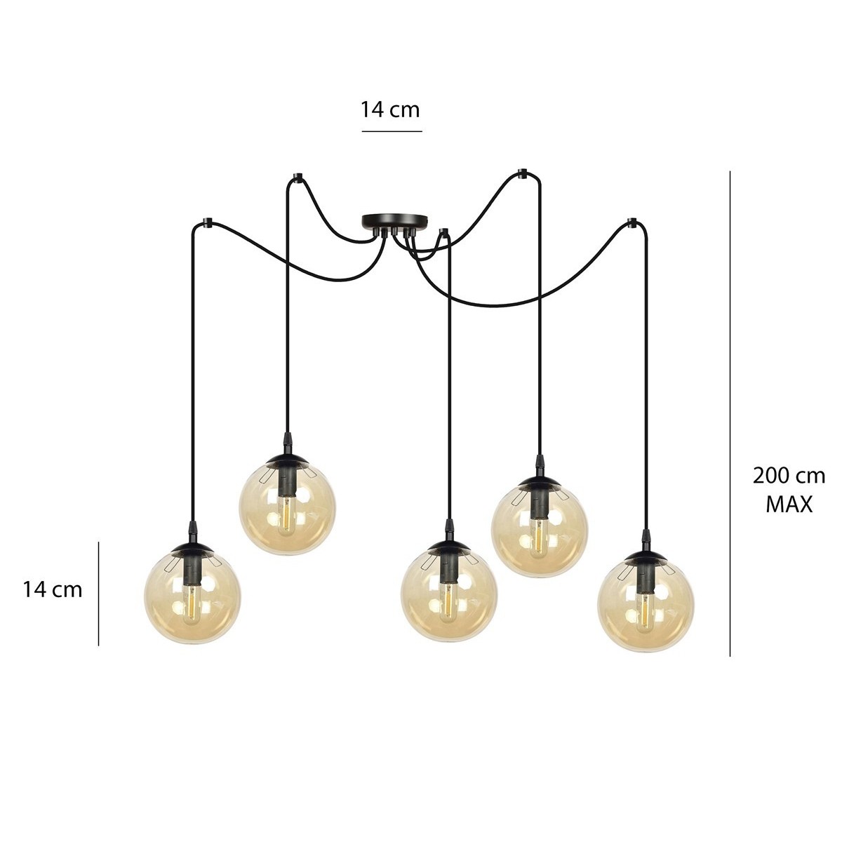 czarna lampa wisząca Emibig GIGI 5 BLACK EM938/5