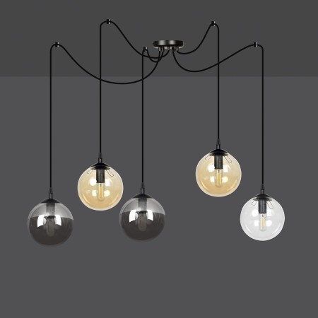 czarna wisząca lampa Emibig GIGI 5 BLACK MIX  EM939/5