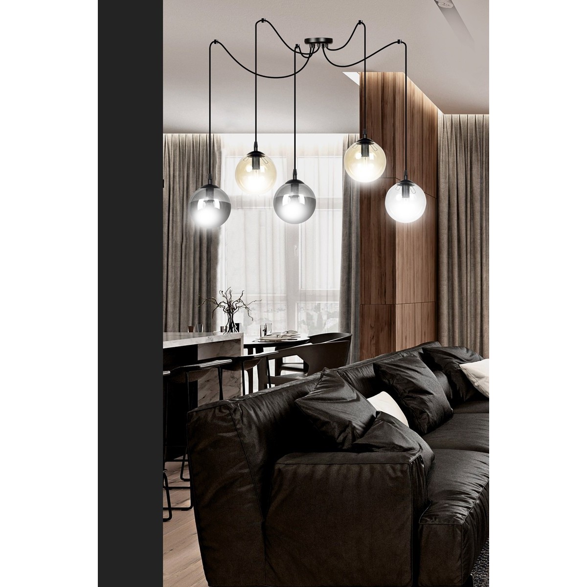 czarna wisząca lampa Emibig GIGI 5 BLACK MIX  EM939/5