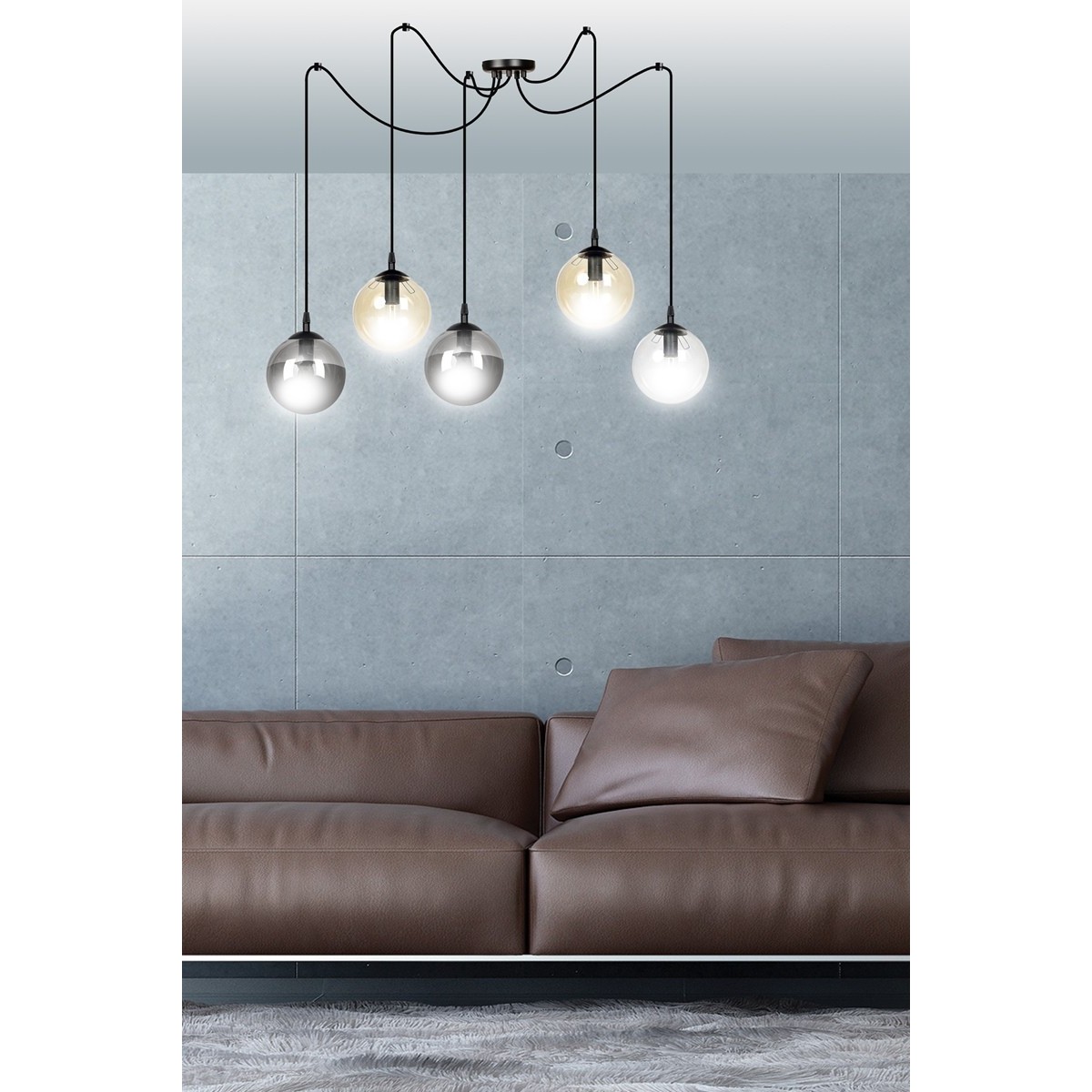 czarna wisząca lampa Emibig GIGI 5 BLACK MIX  EM939/5