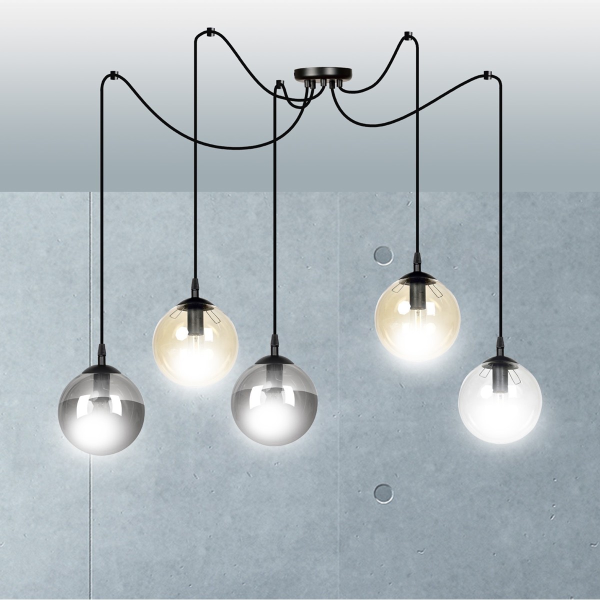 czarna wisząca lampa Emibig GIGI 5 BLACK MIX  EM939/5