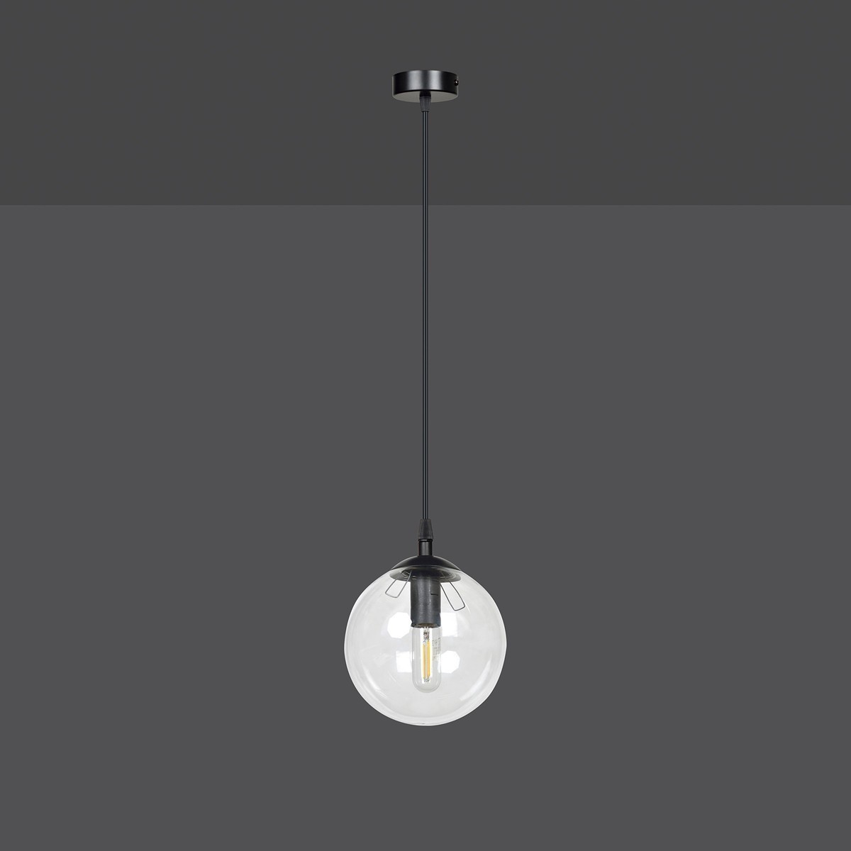 czarna wisząca lampa Emibig COSMO 1 BLACK TRANSPARENT EM711/1
