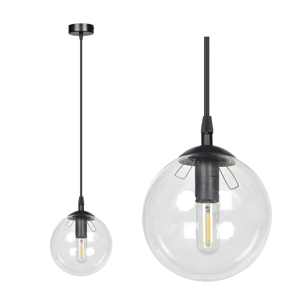 czarna wisząca lampa Emibig COSMO 1 BLACK TRANSPARENT EM711/1