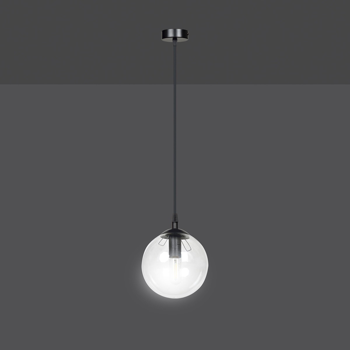 czarna wisząca lampa Emibig COSMO 1 BLACK TRANSPARENT EM711/1