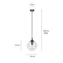 czarna wisząca lampa Emibig COSMO 1 BLACK TRANSPARENT EM711/1