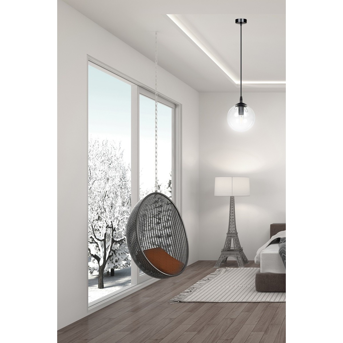 czarna wisząca lampa Emibig COSMO 1 BLACK TRANSPARENT EM711/1