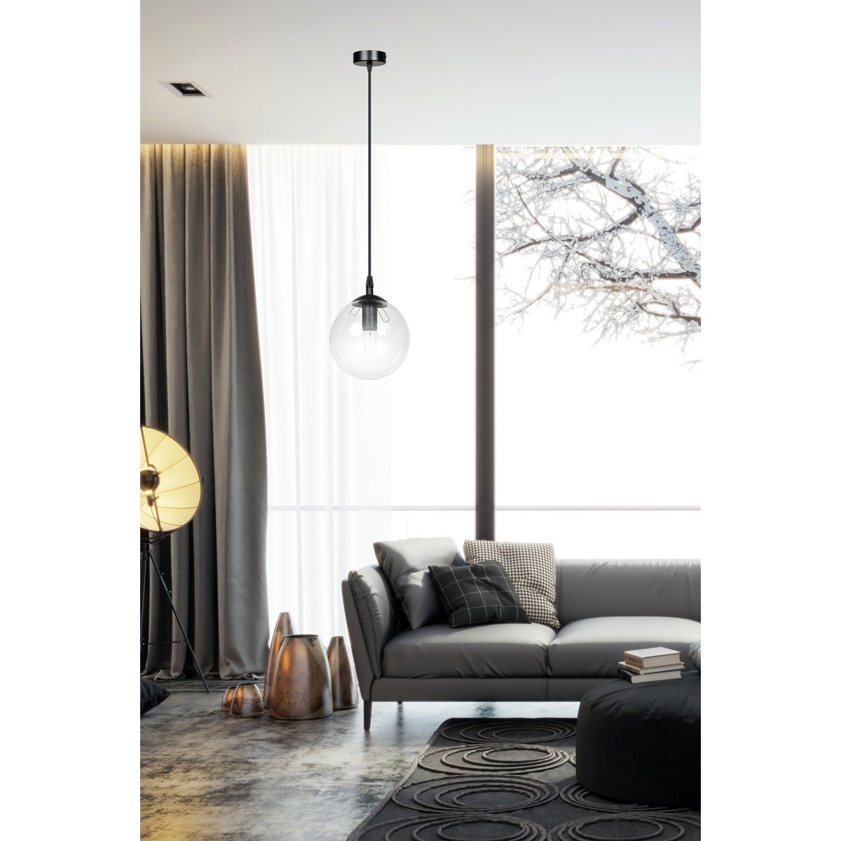 czarna wisząca lampa Emibig COSMO 1 BLACK TRANSPARENT EM711/1
