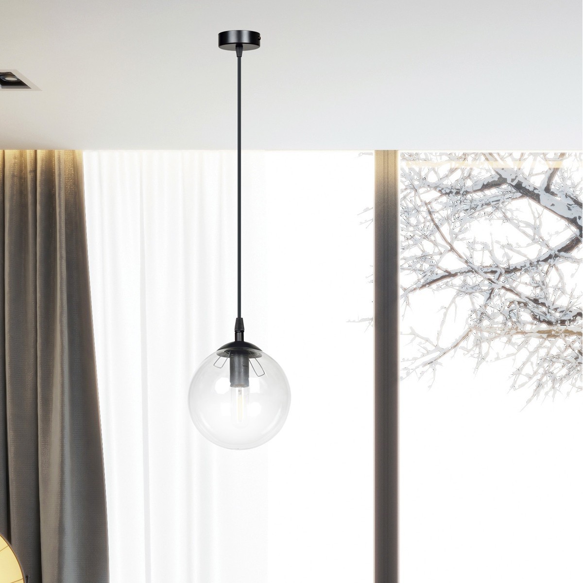 czarna wisząca lampa Emibig COSMO 1 BLACK TRANSPARENT EM711/1