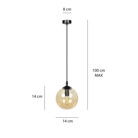 czarna lampa wisząca Emibig COSMO 1 BLACK EM713/1