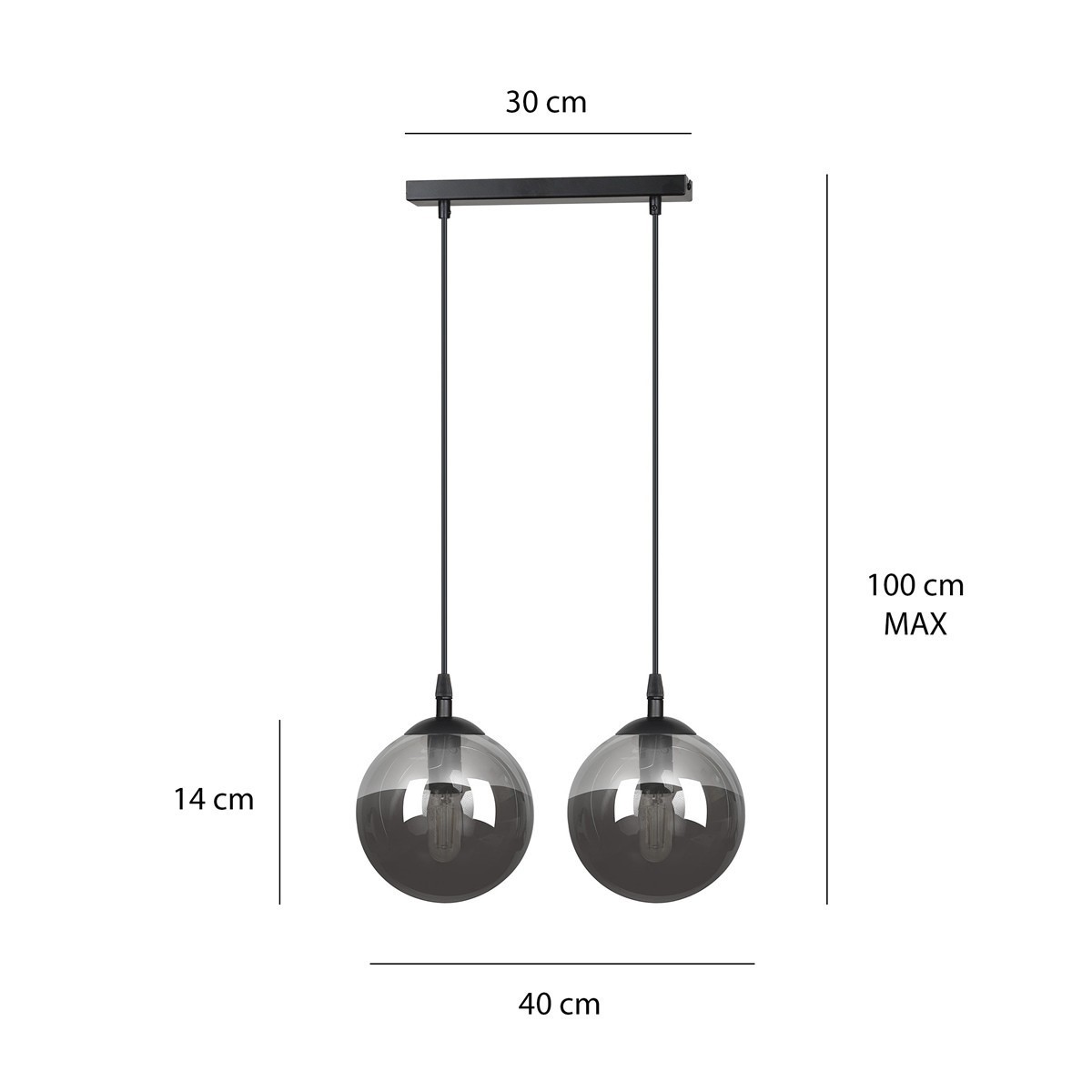 czarna lampa wisząca Emibig COSMO 2 BLACK  EM712/2
