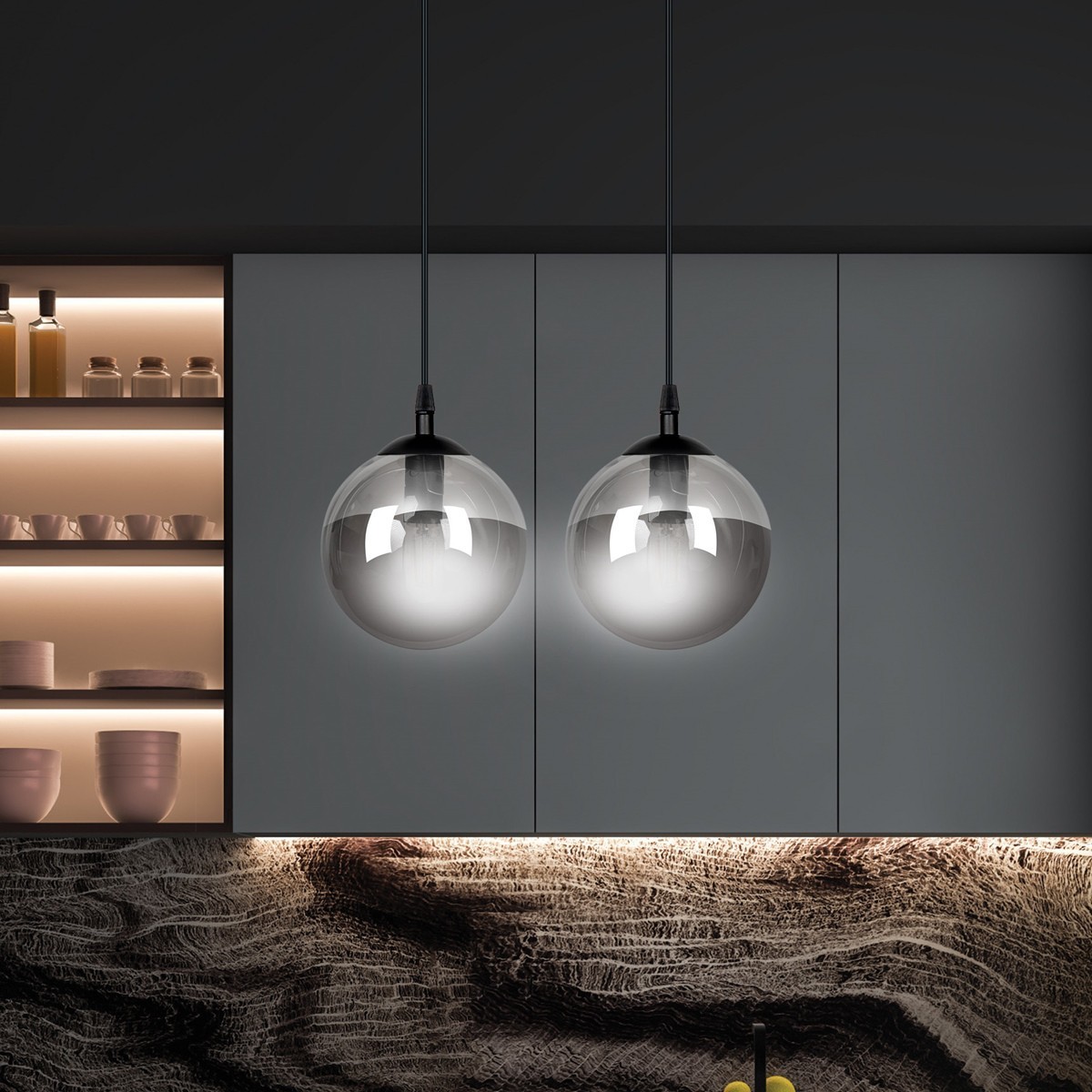 czarna lampa wisząca Emibig COSMO 2 BLACK  EM712/2