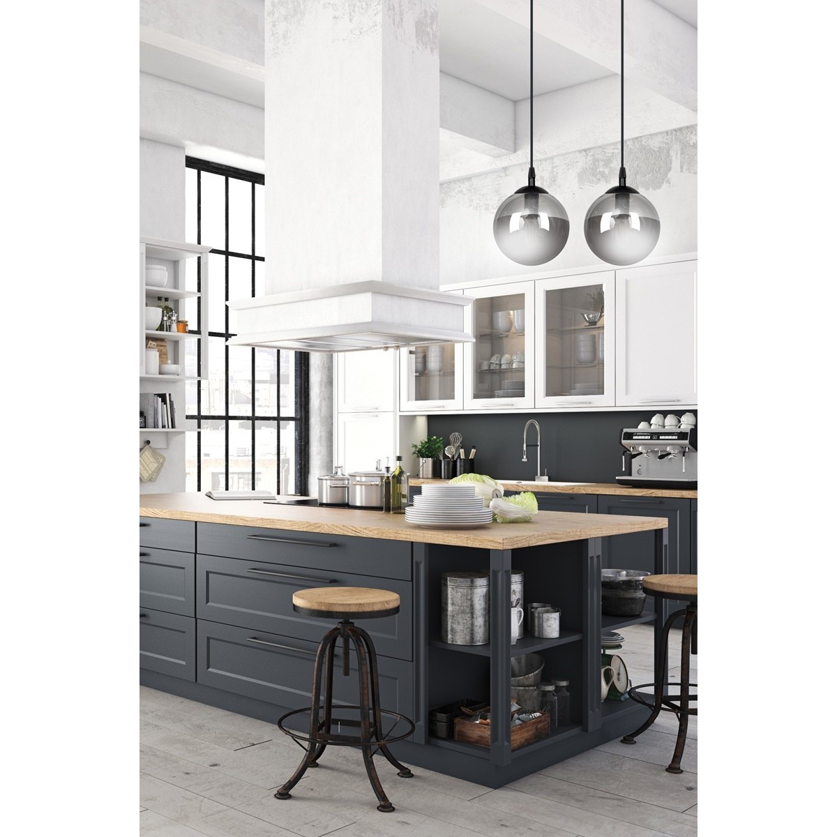 czarna lampa wisząca Emibig COSMO 2 BLACK  EM712/2