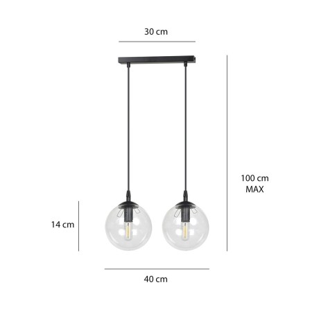 wisząca czarna lampa Emibig COSMO 2 BLACK TRANSPARENT EM711/2