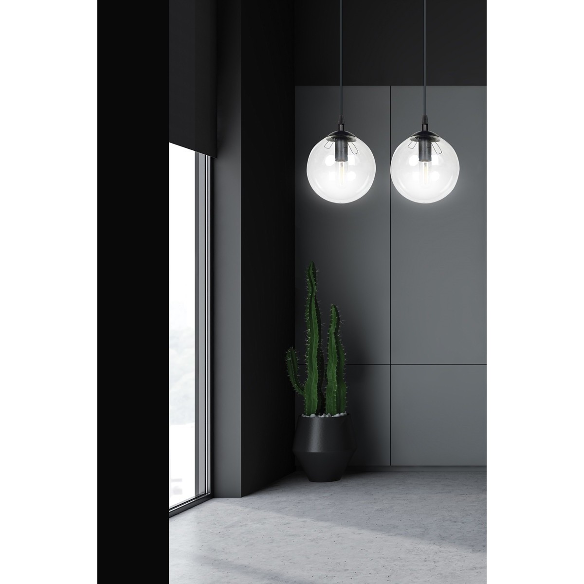 wisząca czarna lampa Emibig COSMO 2 BLACK TRANSPARENT EM711/2