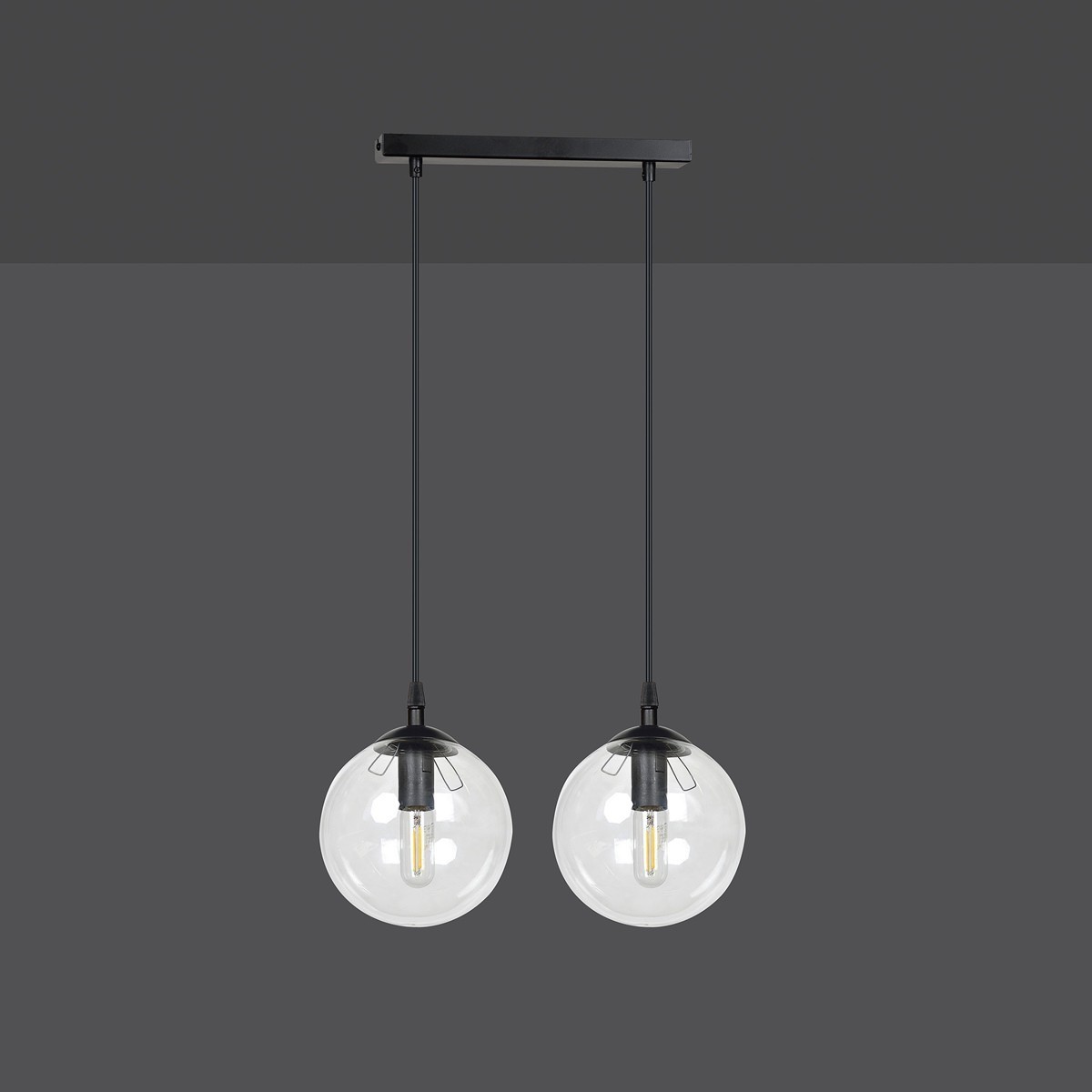 wisząca czarna lampa Emibig COSMO 2 BLACK TRANSPARENT EM711/2