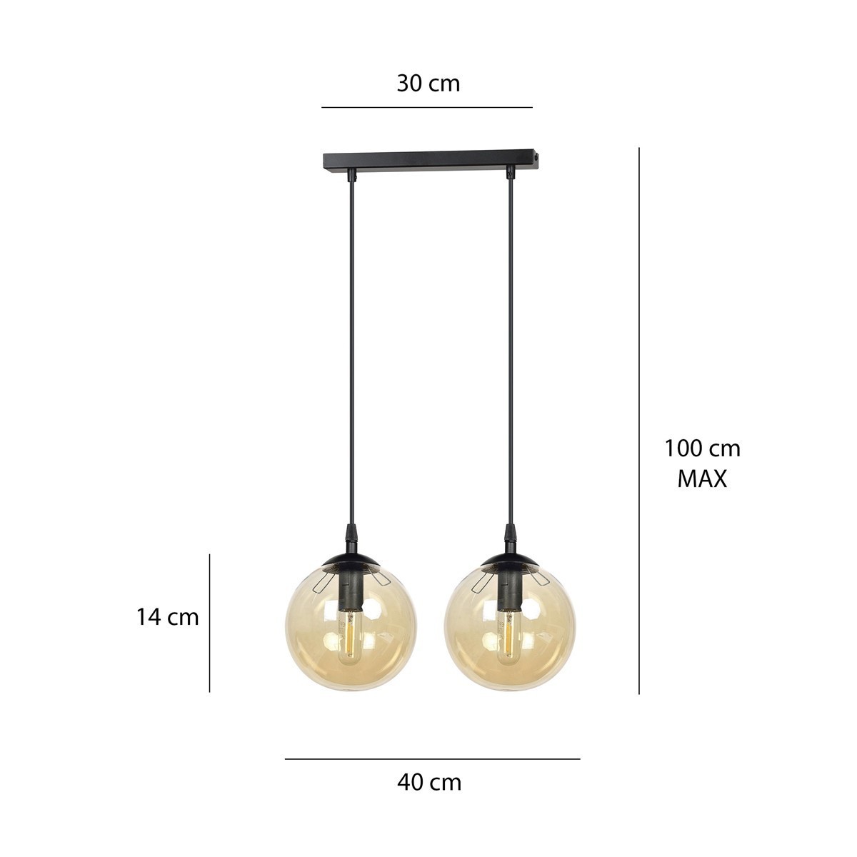 czarna wisząca lampa Emibig COSMO 2  BLACK EM713/2