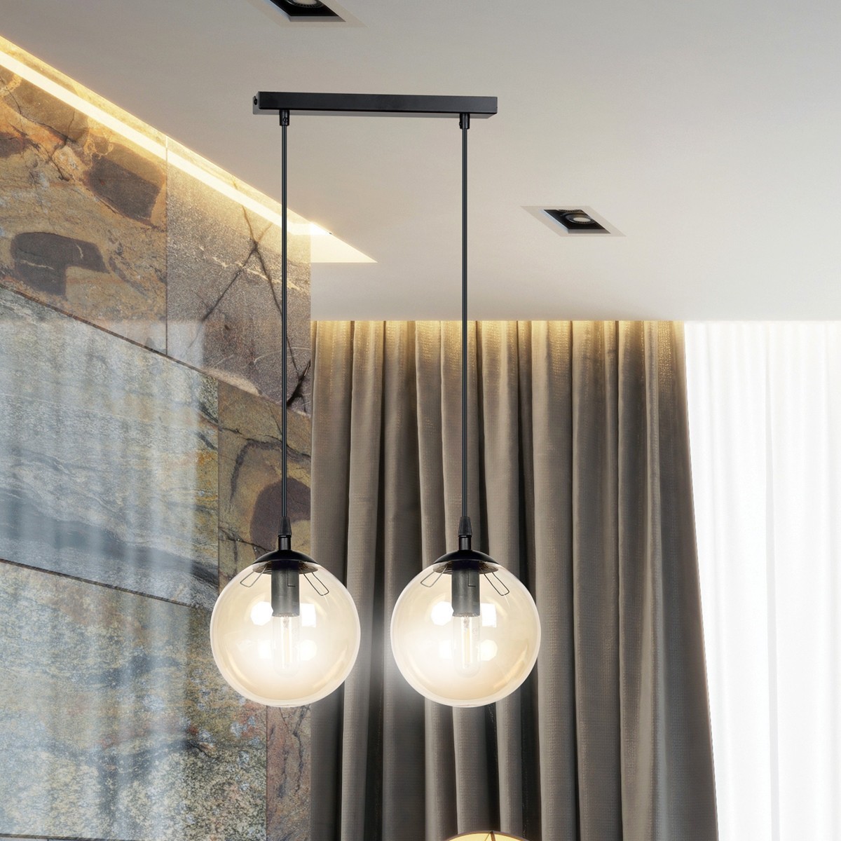 czarna wisząca lampa Emibig COSMO 2  BLACK EM713/2