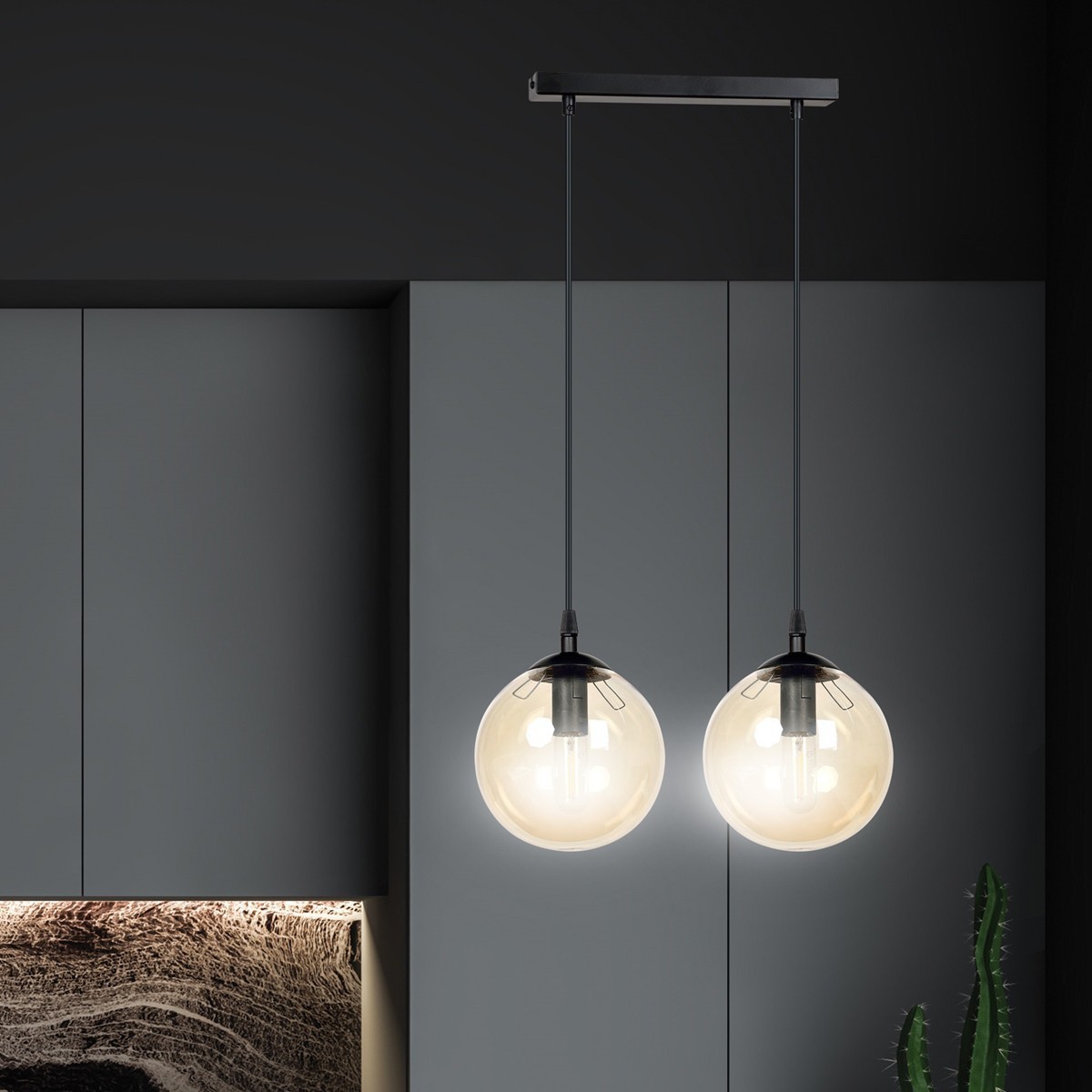 czarna wisząca lampa Emibig COSMO 2  BLACK EM713/2
