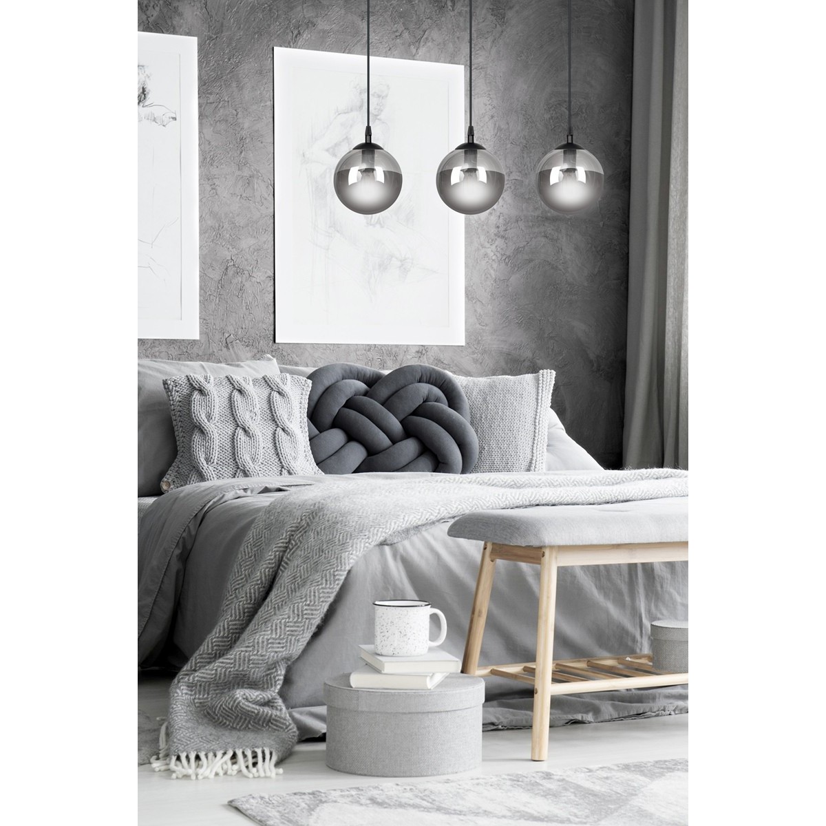 czarna wisząca lampa Emibig COSMO 3 BLACK  EM712/3