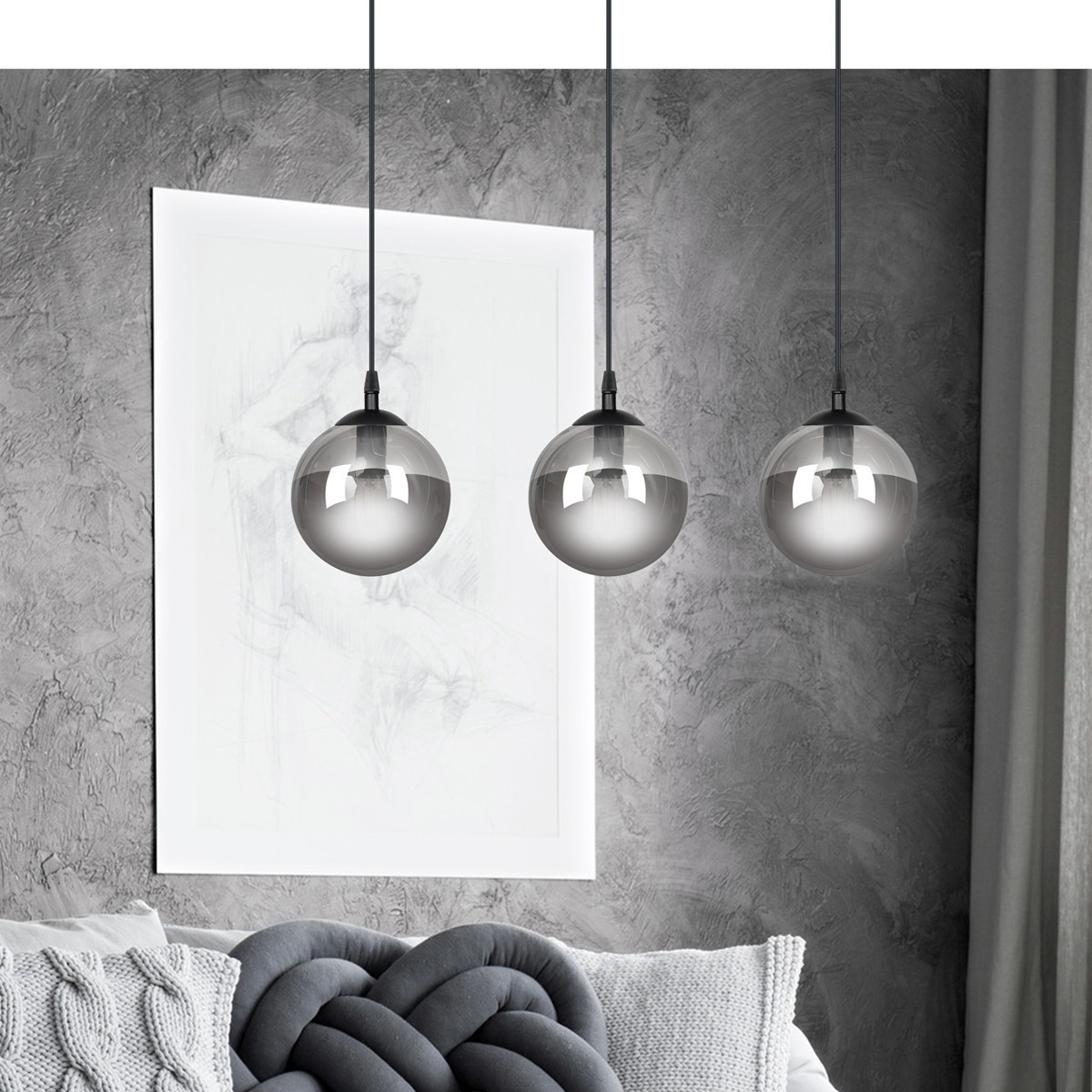 czarna wisząca lampa Emibig COSMO 3 BLACK  EM712/3