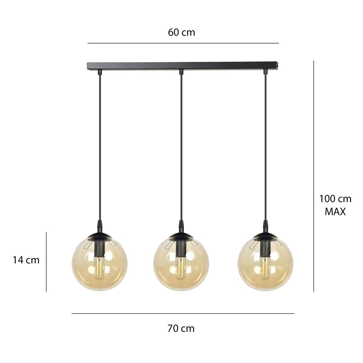 czarna lampa wisząca Emibig COSMO 3 BLACK EM713/3